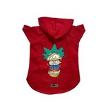 monopetz Kapişonlu Polar Sweatshirt Köpek Ve Kedi Kıyafeti & Elbisesi Kırmızı Rick And Morty XS