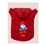 monopetz Kapişonlu Polar Sweatshirt Köpek ve Kedi Kıyafeti & Elbisesi - Kırmızı Şirin Baba L Beden