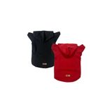 monopetz Kapişonlu Polar Sweatshirt Köpek ve Kedi Kıyafeti & Elbisesi - Kırmızı & Siyah 2'Li Fırsat Paketi XS Beden