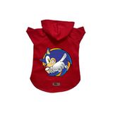 monopetz Kapişonlu Polar Sweatshirt Köpek ve Kedi Kıyafeti & Elbisesi Kırmızı Sonic XL