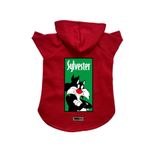 monopetz Kapişonlu Polar Sweatshirt Köpek ve Kedi Kıyafeti & Elbisesi Kırmızı Sylvester S