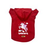 monopetz Kapişonlu Polar Sweatshirt Köpek ve Kedi Kıyafeti & Elbisesi - Kırmızı Unicorn S Beden