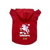 monopetz Kapişonlu Polar Sweatshirt Köpek ve Kedi Kıyafeti & Elbisesi - Kırmızı Unicorn XL Beden