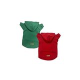 monopetz Kapişonlu Polar Sweatshirt Köpek ve Kedi Kıyafeti & Elbisesi - Kırmızı & Yeşil 2'Li Fırsat Paketi M Beden