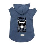 monopetz Kapişonlu Polar Sweatshirt Köpek ve Kedi Kıyafeti & Elbisesi - Lacivert Crazy Cat S Beden