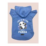 monopetz Kapişonlu Polar Sweatshirt Köpek ve Kedi Kıyafeti & Elbisesi - Mavi Panda M Beden