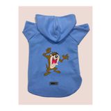 monopetz Kapişonlu Polar Sweatshirt Köpek ve Kedi Kıyafeti & Elbisesi - Mavi Tazmanya Canavarı XS Beden