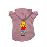 monopetz Kapişonlu Polar Sweatshirt Köpek ve Kedi Kıyafeti & Elbisesi Pembe Bart Simpson S