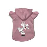 monopetz Kapişonlu Polar Sweatshirt Köpek ve Kedi Kıyafeti & Elbisesi - Pembe Bugs Bunny XL Beden