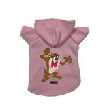 monopetz Kapişonlu Polar Sweatshirt Köpek ve Kedi Kıyafeti & Elbisesi - Pembe Tazmanya Canavarı L Beden