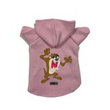 monopetz Kapişonlu Polar Sweatshirt Köpek ve Kedi Kıyafeti & Elbisesi - Pembe Tazmanya Canavarı XL Beden