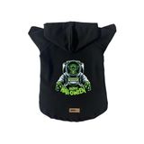 monopetz Kapişonlu Polar Sweatshirt Köpek Ve Kedi Kıyafeti & Elbisesi Siyah Astronot Frankenstein S