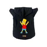 monopetz Kapişonlu Polar Sweatshirt Köpek ve Kedi Kıyafeti & Elbisesi Siyah Bart Simpson XL