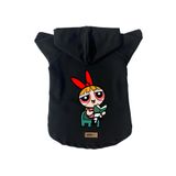 monopetz Kapişonlu Polar Sweatshirt Köpek ve Kedi Kıyafeti & Elbisesi Siyah Blossom S