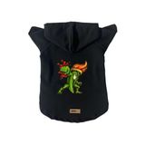 monopetz Kapişonlu Polar Sweatshirt Köpek Ve Kedi Kıyafeti & Elbisesi Siyah Brush Fighter L