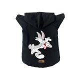 monopetz Kapişonlu Polar Sweatshirt Köpek ve Kedi Kıyafeti & Elbisesi - Siyah Bugs Bunny L Beden