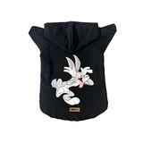 monopetz Kapişonlu Polar Sweatshirt Köpek ve Kedi Kıyafeti & Elbisesi - Siyah Bugs Bunny S Beden