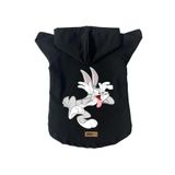 monopetz Kapişonlu Polar Sweatshirt Köpek ve Kedi Kıyafeti & Elbisesi - Siyah Bugs Bunny XS Beden