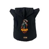 monopetz Kapişonlu Polar Sweatshirt Köpek ve Kedi Kıyafeti & Elbisesi Siyah Happy Halloween Azrail XS
