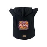 monopetz Kapişonlu Polar Sweatshirt Köpek ve Kedi Kıyafeti & Elbisesi Siyah Happy Halloween S