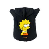 monopetz Kapişonlu Polar Sweatshirt Köpek ve Kedi Kıyafeti & Elbisesi Siyah Lisa Simpson S
