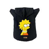 monopetz Kapişonlu Polar Sweatshirt Köpek ve Kedi Kıyafeti & Elbisesi Siyah Lisa Simpson XS