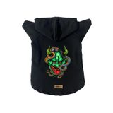 monopetz Kapişonlu Polar Sweatshirt Köpek ve Kedi Kıyafeti & Elbisesi Siyah Master Of The Snake L