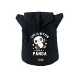 monopetz Kapişonlu Polar Sweatshirt Köpek ve Kedi Kıyafeti & Elbisesi - Siyah Panda S Beden