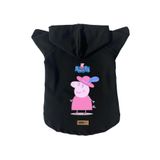 monopetz Kapişonlu Polar Sweatshirt Köpek ve Kedi Kıyafeti & Elbisesi Siyah Peppa Pig L