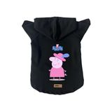 monopetz Kapişonlu Polar Sweatshirt Köpek ve Kedi Kıyafeti & Elbisesi Siyah Peppa Pig XS