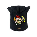 monopetz Kapişonlu Polar Sweatshirt Köpek Ve Kedi Kıyafeti & Elbisesi Siyah Power Puff Girls XS