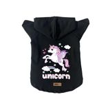 monopetz Kapişonlu Polar Sweatshirt Köpek ve Kedi Kıyafeti & Elbisesi - Siyah Unicorn L Beden