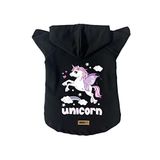 monopetz Kapişonlu Polar Sweatshirt Köpek ve Kedi Kıyafeti & Elbisesi - Siyah Unicorn XL Beden