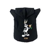 monopetz Kapişonlu Polar Sweatshirt Köpek ve Kedi Kıyafeti & Elbisesi Siyah Yeni Bugs Bunny M