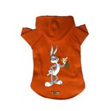 monopetz Kapişonlu Polar Sweatshirt Köpek ve Kedi Kıyafeti & Elbisesi Turuncu Yeni Bugs Bunny M