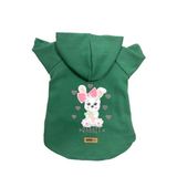 monopetz Kapişonlu Polar Sweatshirt Köpek ve Kedi Kıyafeti & Elbisesi Yeşil Rabbit M