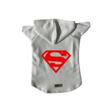 monopetz Kapişonlu Sweatshirt Köpek ve Kedi Kıyafeti & Elbisesi - Beyaz Superman L Beden