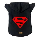 monopetz Kapişonlu Sweatshirt Köpek ve Kedi Kıyafeti & Elbisesi - Siyah Superman XL Beden