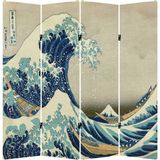 MonoStella Büyük Dalğa 4 Kanatlı Oda Bölücü Çift Taraflı Kanvas Paravan - 160 x 180 cm - Renkli