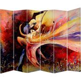 MonoStella Dans Eden Çift 6 Kanatlı Oda Bölücü Çift Taraflı Kanvas Paravan - 240 x 180 cm - Renkli