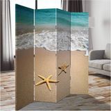 MonoStella Denizyıldızı 4 Kanatlı Oda Bölücü Çift Taraflı Kanvas Paravan - 160 x 180 cm - Renkli