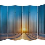MonoStella Günbatımı Orman 6 Kanatlı Oda Bölücü Çift Taraflı Kanvas Paravan - 240 x 180 cm - Renkli