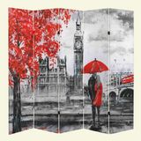 MonoStella Romantik Dekorotif 5 Kanatlı Oda Bölücü Çift Taraflı Kanvas Paravan - 200 x 180 cm - Renkli