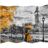 MonoStella Romantik Dekorotif 6 Kanatlı Oda Bölücü Çift Taraflı Kanvas Paravan - 240 x 180 cm - Renkli