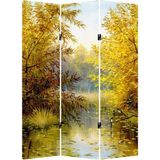 MonoStella Sonbahar 3 Kanatlı Oda Bölücü Çift Taraflı Kanvas Paravan - 120 x 180 cm - Renkli
