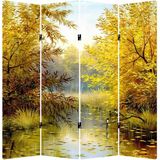 MonoStella Sonbahar 4 Kanatlı Oda Bölücü Çift Taraflı Kanvas Paravan - 160 x 180 cm - Renkli