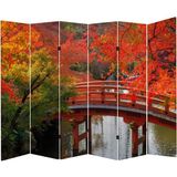 MonoStella Sonbahar Manzara 6 Kanatlı Oda Bölücü Çift Taraflı Kanvas Paravan - 240 x 180 cm - Renkli