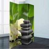 MonoStella Spa Taşları 3 Kanatlı Oda Bölücü Çift Taraflı Kanvas Paravan - 120 x 180 cm - Renkli