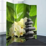MonoStella Spa Taşları 4 Kanatlı Oda Bölücü Çift Taraflı Kanvas Paravan - 160 x 180 cm - Renkli