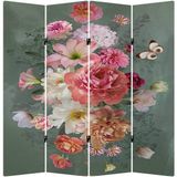 MonoStella Stellastore Çiçek Desenli 4 Kanatlı Oda Bölücü Çift Taraflı Kanvas Paravan - 160 x 180 cm - Renkli